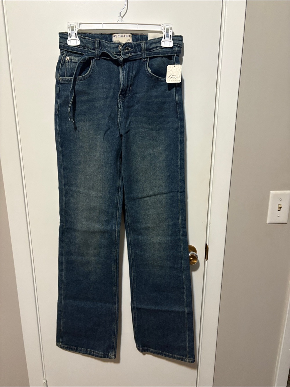 Free People Dark Indigo Bootcut Jeans with Drawstring